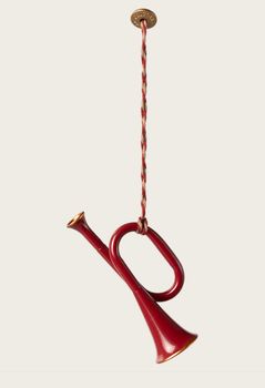 RED METAL HANGING TRUMPET IN A GIFT BOX