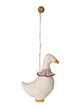 HANGING GOOSE ORNAMENT WITH A RED SCARF