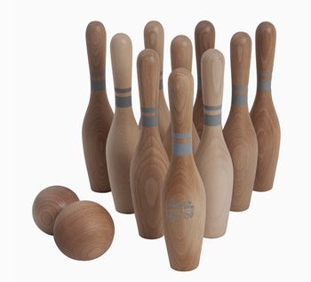 NATURAL WOOD BOWLING SET