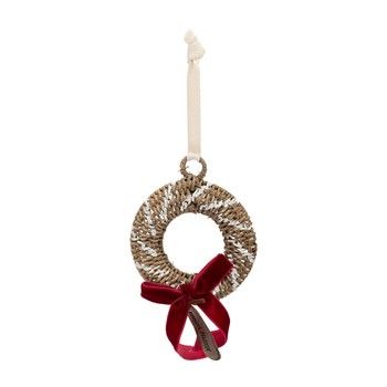 RUSTIC RATTAN CHRISTMAS WREATH ORNAMENT