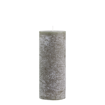 RUSTIC PILLAR CANDLE IN OLIVE 25x10cm