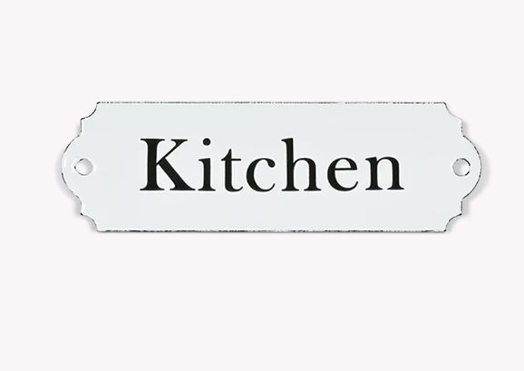 ENAMEL KITCHEN SIGN - WHITE