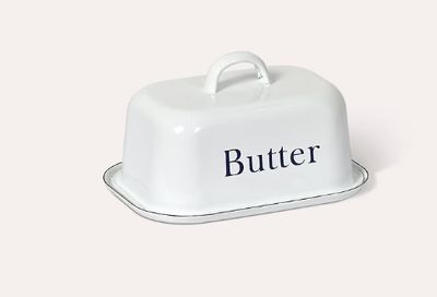 ENAMEL BUTTER DISH WITH LID IN WHITE ENAMEL BUTTER DISH WITH LID IN WHITE