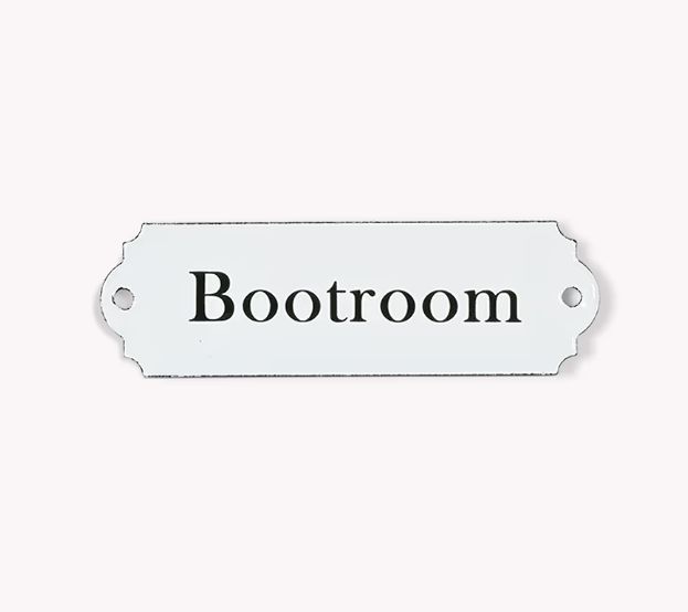ENAMEL BOOTROOM SIGN - WHITE
