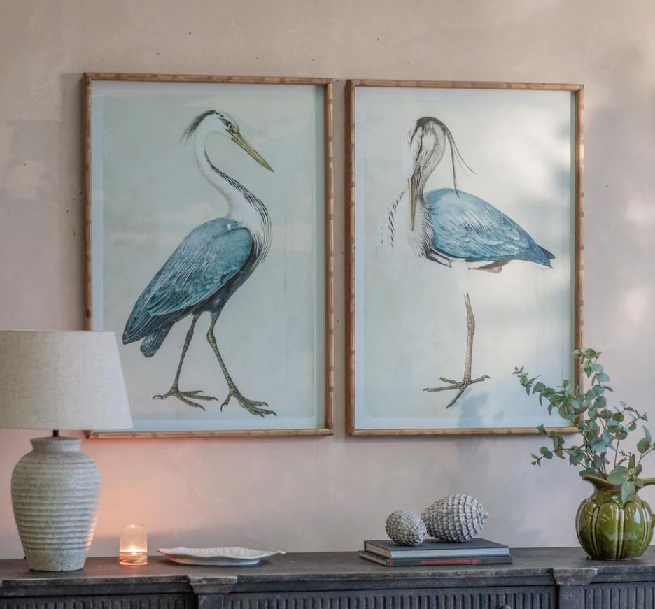 BLUE HERON BIRDS WALL ART - SET OF 2 BLUE HERON BIRDS WALL ART - SET OF 2