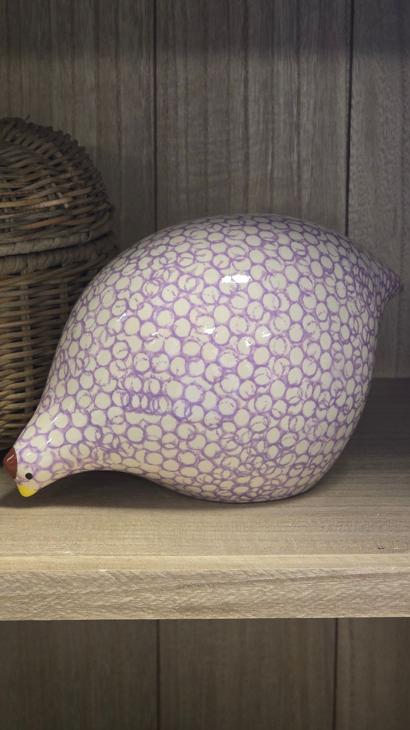 LARGE MAUVE ON WHITE SPOTTED QUAIL