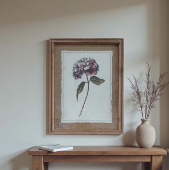 CLASSIC HYDRANGEA PRINT IN A RAW WOOD FRAME - PRINT F