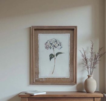 CLASSIC HYDRANGEA PRINT IN A RAW WOOD FRAME - PRINT E