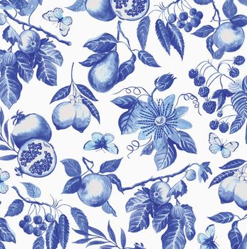 BLUE FRUIT TOILE COCKTAIL NAPKIN 20 PACK
