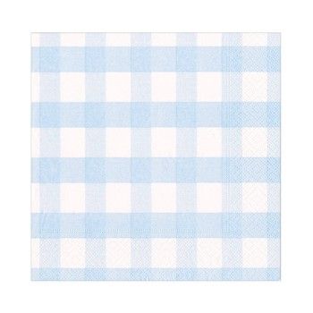 LIGHT BLUE GINGHAM PAPER LUNCH NAPKIN 20 PACK