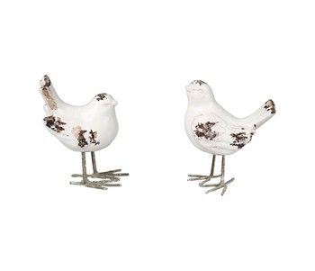 WHITE GLAZED TERRACOTTA BIRD