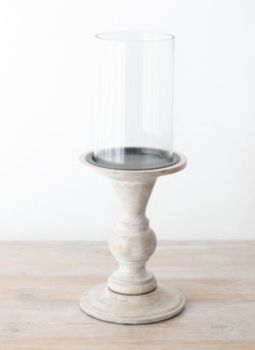 LARGE PILLAR CANDLE HOLDER WITH GLASS COVER