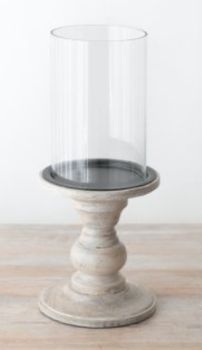 SMALL PILLAR CANDLE HOLDER WITH GLASS COVER