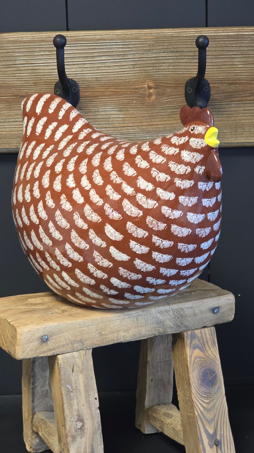 VERY LARGE RED AND WHITE CHICKEN