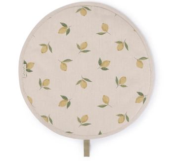 LINEN COOKER LID COVER WITH LEMONS