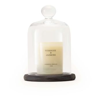 GLASS CLOCHE WITH BLACK WOODEN STAND