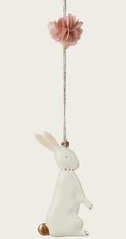METAL STANDING BUNNY WITH PINK POMPOM