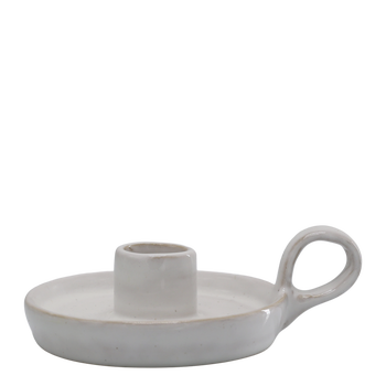 WHITE STONEWARE CHAMBERSTICK