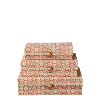 SET OF 3 BAMBOO BOXES IN CORAL