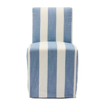 FIRENZE DINING CHAIR IN BLUE BLOCK STRIPE WITH CASTORS
