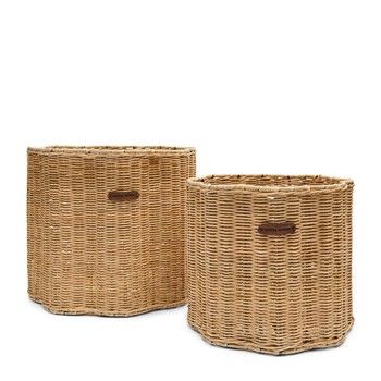 RATTAN FRILL EDGE BASKET IN MEDIUM