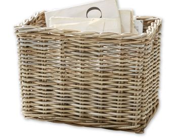 RECTANGULAR RATTAN STORAGE BASKET