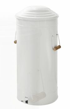 WHITE METAL PEDAL BIN