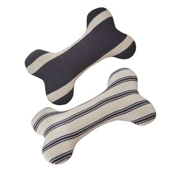 SET OF 2 STRIPE DOG BONE CUSHIONS
