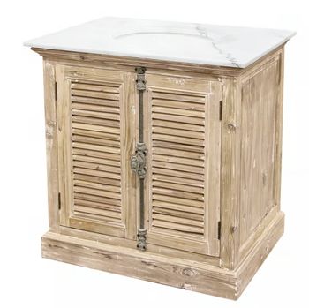 LOUVERED DOOR VANITY WITH MARBLE TOP