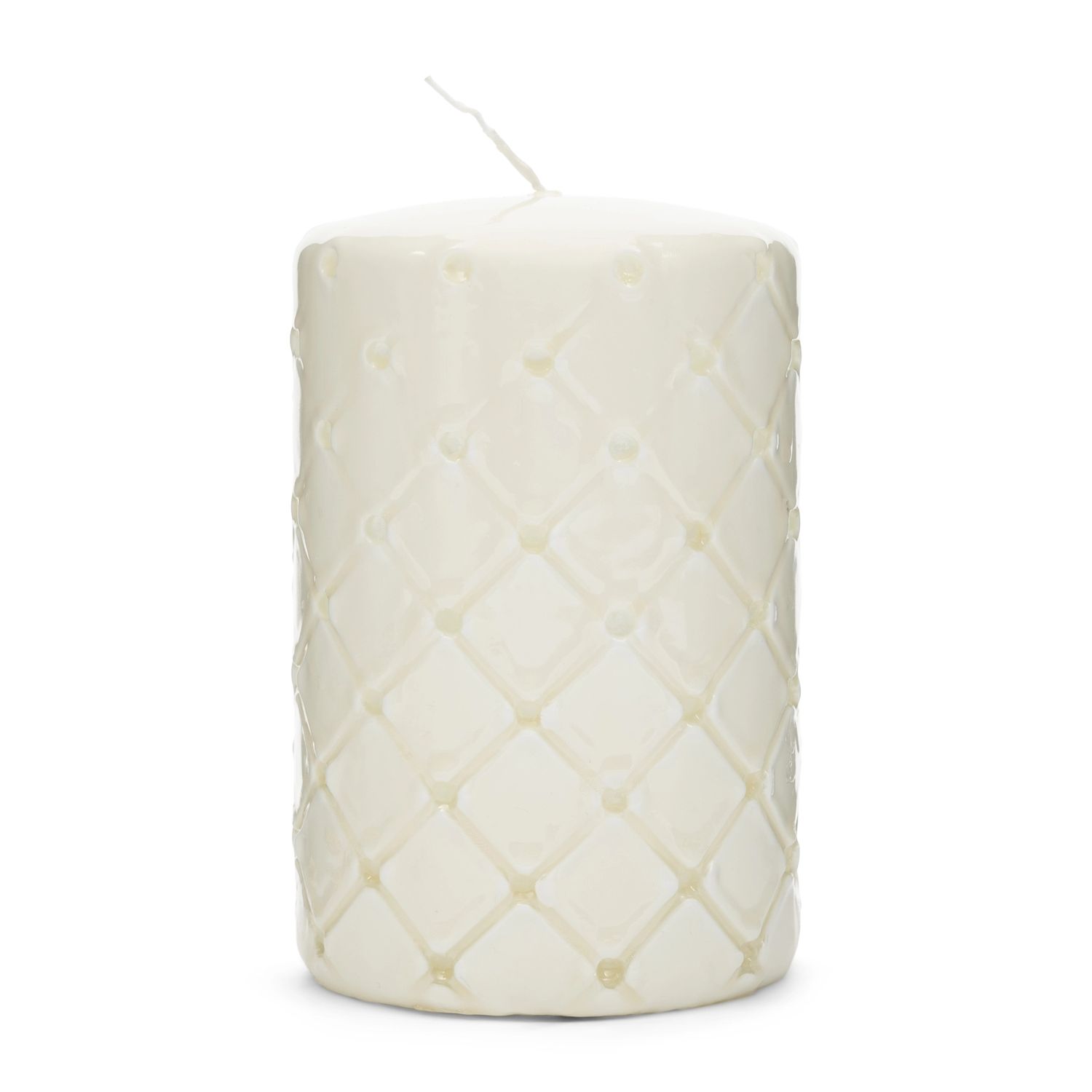 PADDED PILLAR CANDLE WHITE 9.5x15cm