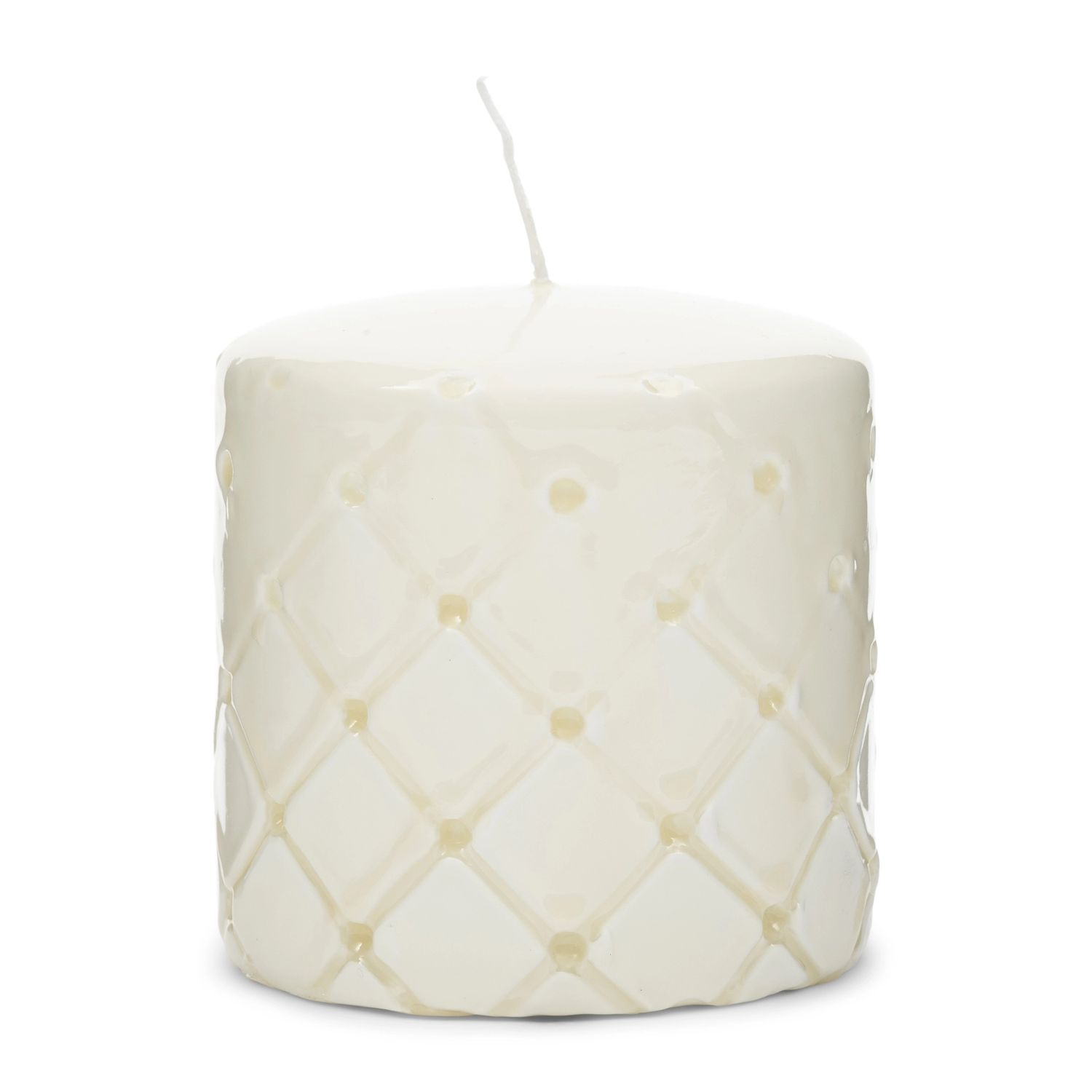 PADDED PILLAR CANDLE WHITE 9.5x10cm