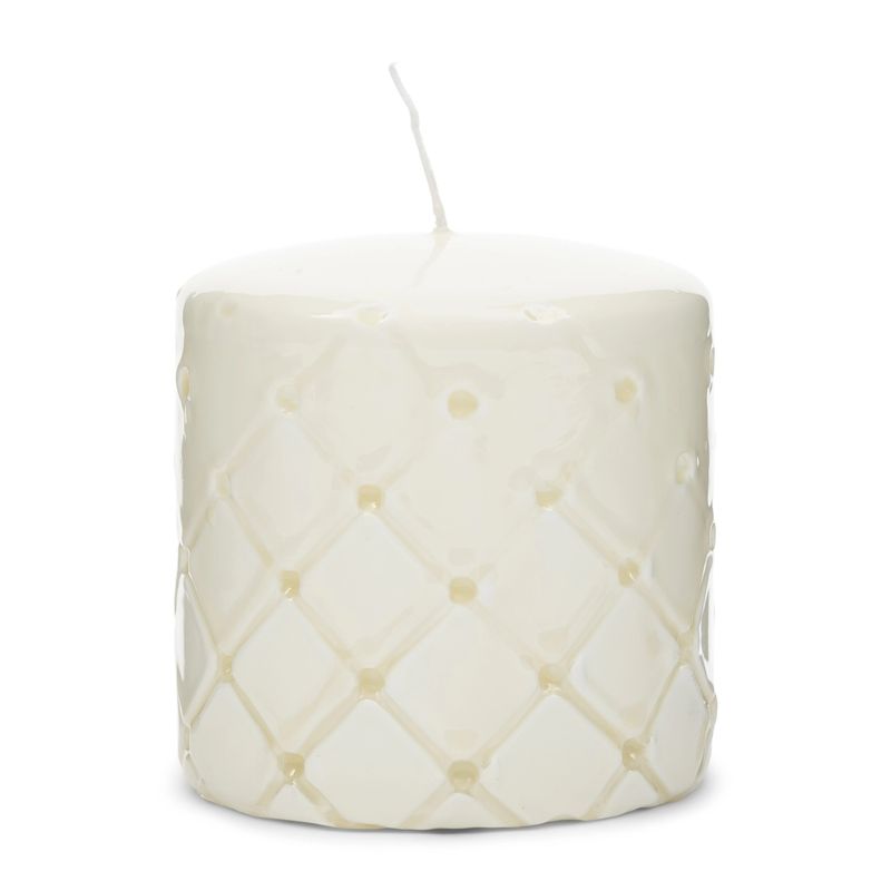 PADDED PILLAR CANDLE WHITE 9.5x10cm
