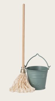 MINIATURE MOP AND BUCKET IN AQUA BLUE