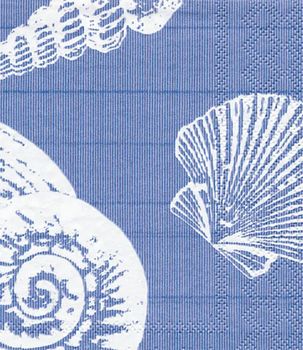 SHELLS COCKTAIL NAPKIN IN OCEAN BLUE 20 PACK