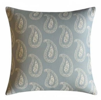 DUSTY BLUE PAISLEY CUSHION 50x50cm