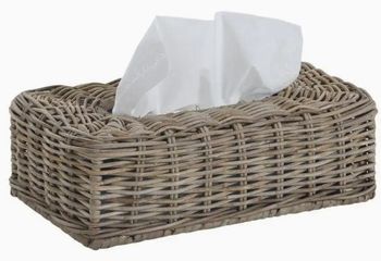 GREY RATTAN TISSUE BOX COVER