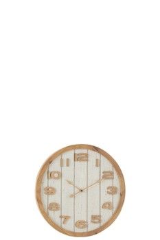 BEECH PANELLED BACK WALL CLOCK 40cm