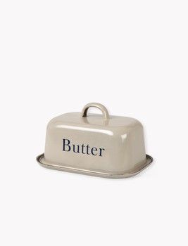 ENAMEL BUTTER DISH WITH LID IN TRUFFLE
