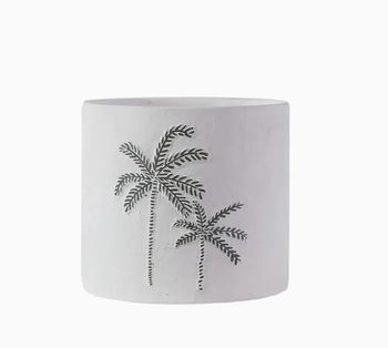 WHITE CLAY PALM TREE POT IN SIZE SMALL