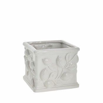 WHITE CERAMIC LIMONE FLOWER POT