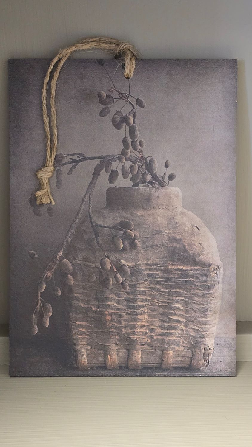 VINTAGE CLAY BASKET IMAGE ON AN A5 DECO BOARD