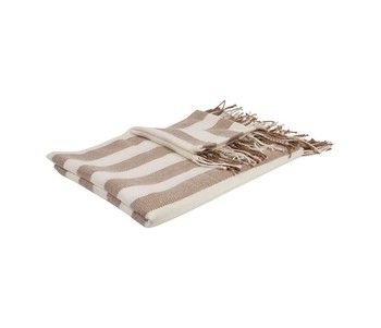 BLOCK STRIPE THROW IN WHITE AND TAUPE