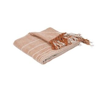 NOMADA STRIPE THROW IN WHITE AND TERRACOTTA NOMADA STRIPE THROW IN WHITE AND TERRACOTTA