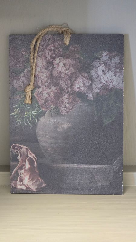 LILAC IN A VINTAGE POT IMAGE ON A DECOR BOARD