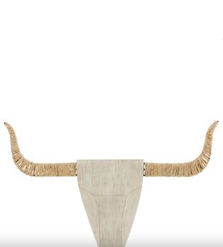 WIDE BULL WALL DECOR IN WOOD AND REED WIDE BULL WALL DECOR IN WOOD AND REED
