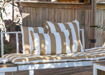 NOA STRIPE OUTDOOR CUSHION IN OCHRE 40x60cm
