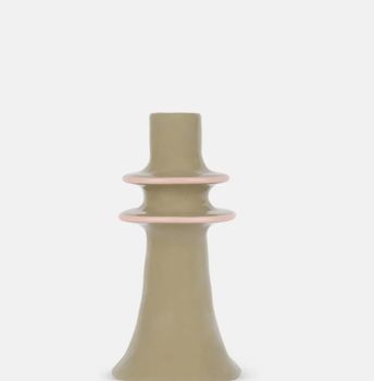GREEN STONEWARE CANDLE HOLDER