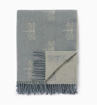 DRAGONFLY WOOL THROW IN DEEP AQUA DRAGONFLY WOOL THROW IN DEEP AQUA