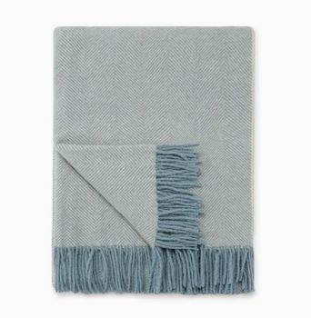WOOL HERRINGBONE THROW IN DUCKEGG
