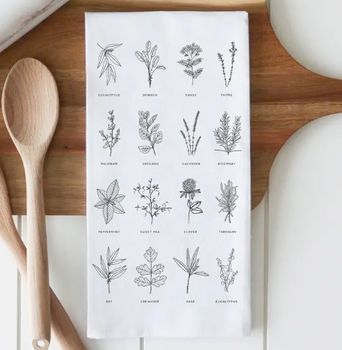 WHITE HERBS TEA TOWEL